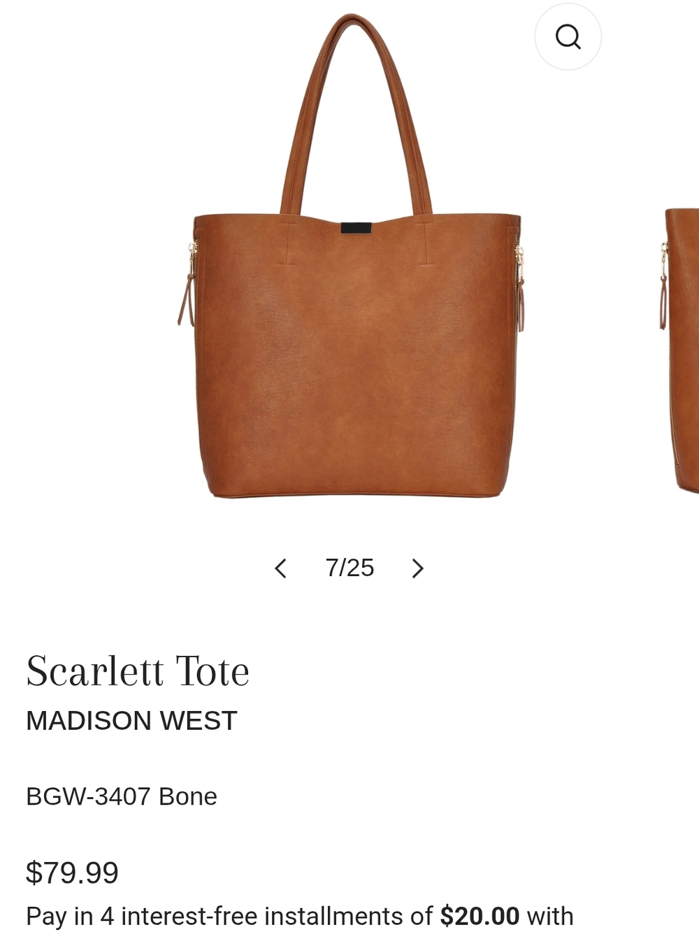 Tan Leatherette Tote Bag with Pouch - Women Bags - Picture 2 of 12